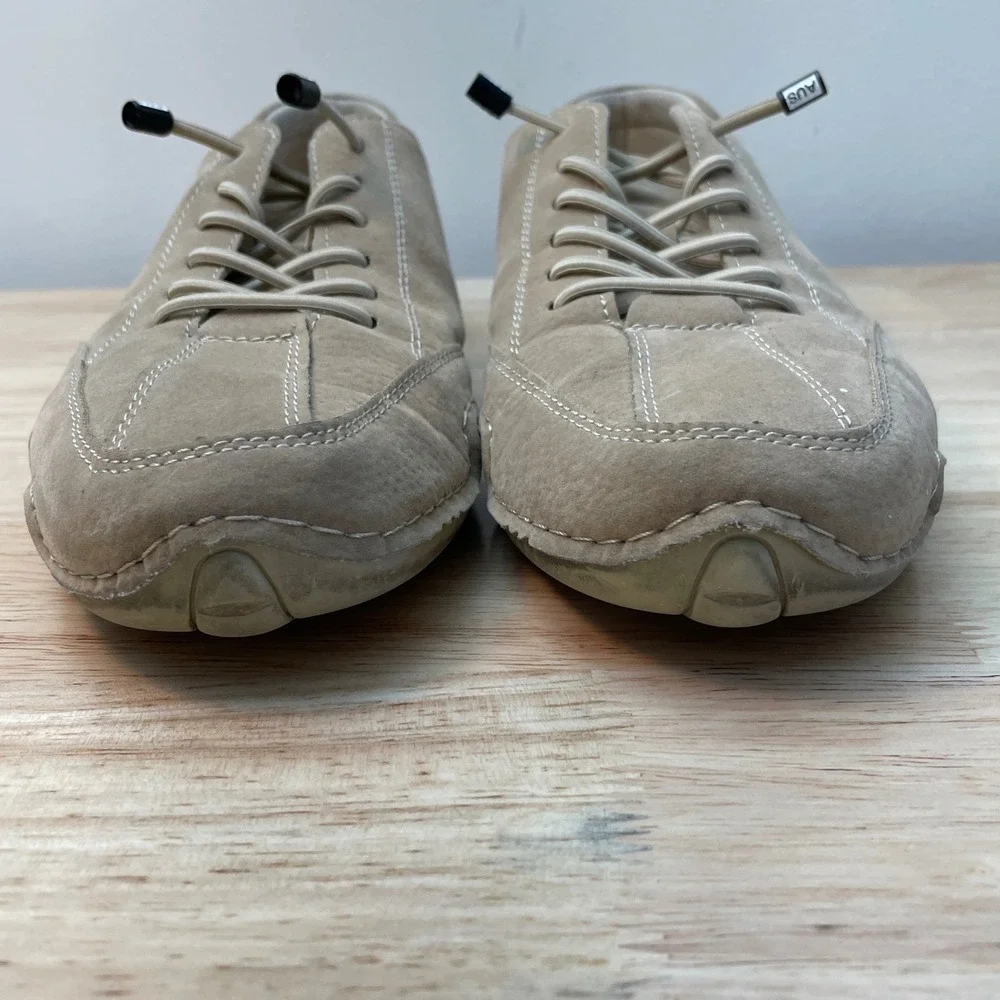 Wiecel Mens Suede Driving Shoes Tan Slip On‎ Speed Laces Size 43 Low Top Loafers